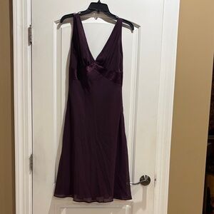 Elegant Purple Sleeveless Chiffon Midi Dress Size S